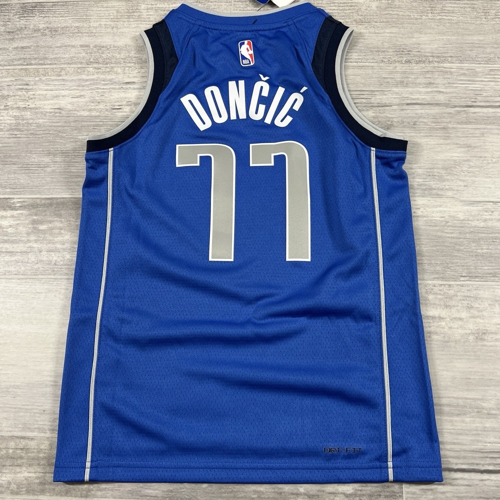 Nike Dri-Fit Luka Doncic Blue Dallas Mavericks Jersey #77 Swingman Icon Yth XL